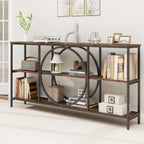 3-Tier Console Table with Faux Marble Top and Storage Shelves for Hallway Living Room