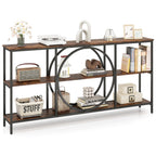 3-Tier Console Table with Faux Marble Top and Storage Shelves for Hallway Living Room