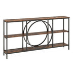 3-Tier Console Table with Faux Marble Top and Storage Shelves for Hallway Living Room