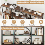 3-Tier Console Table with Faux Marble Top and Storage Shelves for Hallway Living Room