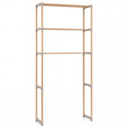 3-Tier Over The Toilet Storage Rack with Open Shelves-Gray Solid Pine