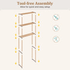 3-Tier Over The Toilet Storage Rack with Open Shelves-Gray Solid Pine