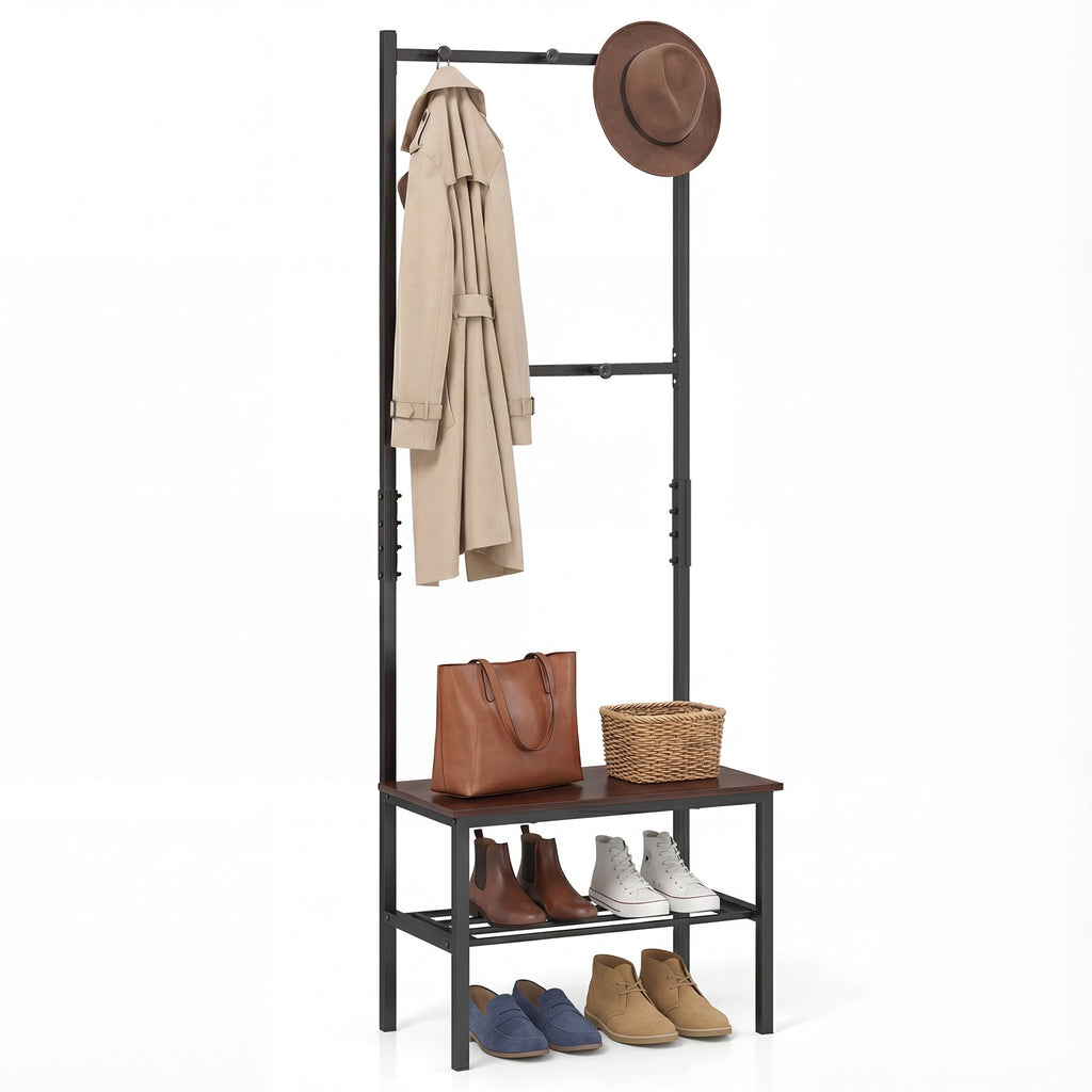 3-in-1 Hall Tree Freestanding Entryway Bench with Hooks