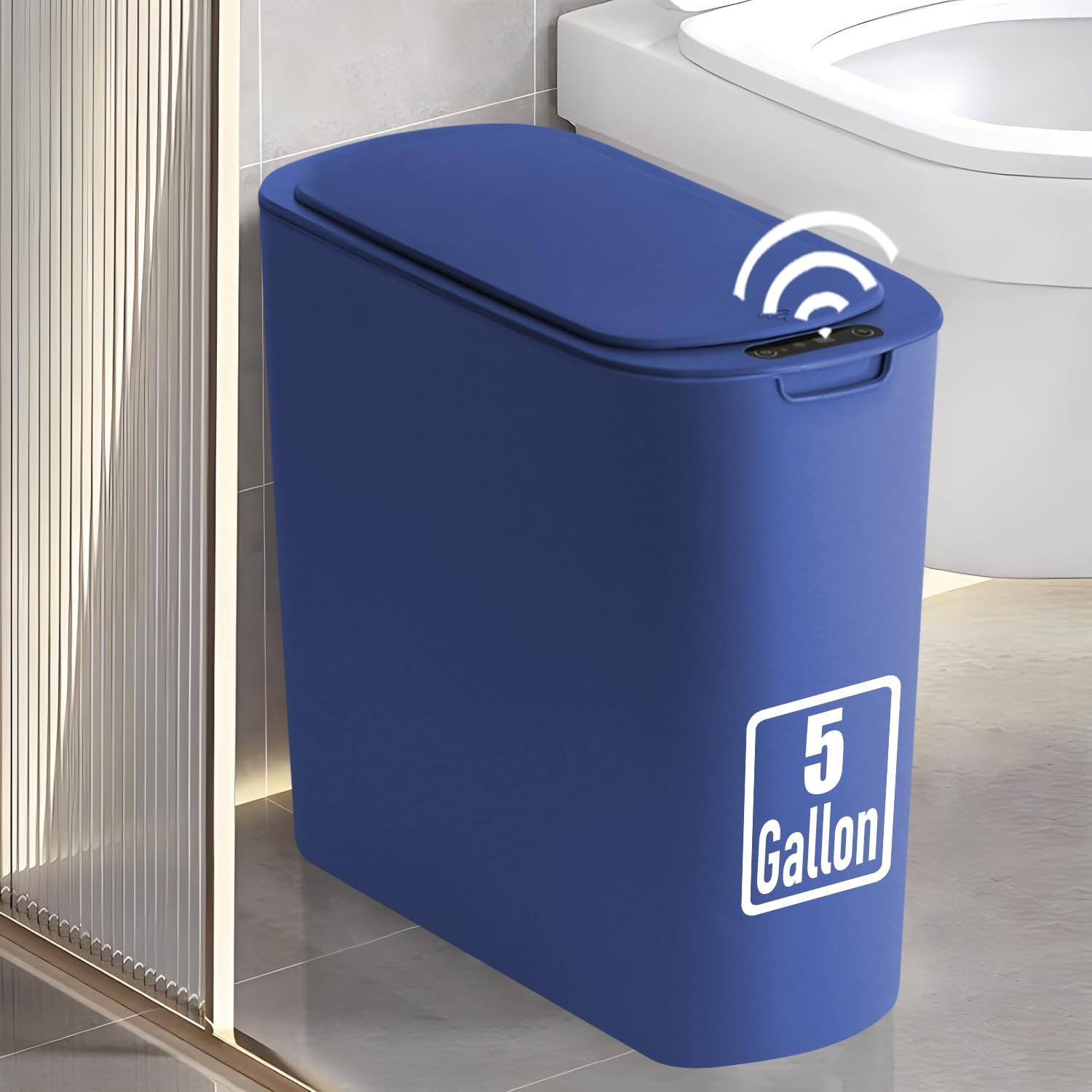 TIPGO 5 Gallon Motion Senor Bathroom Trash Can with Lid, VARIOUS COLORS, Automatic Garbage Can Touchless, Smart Plastic Waste Basket for Narrow Spaces, Bathroom, Office, Bedroom, Living Room (Black)