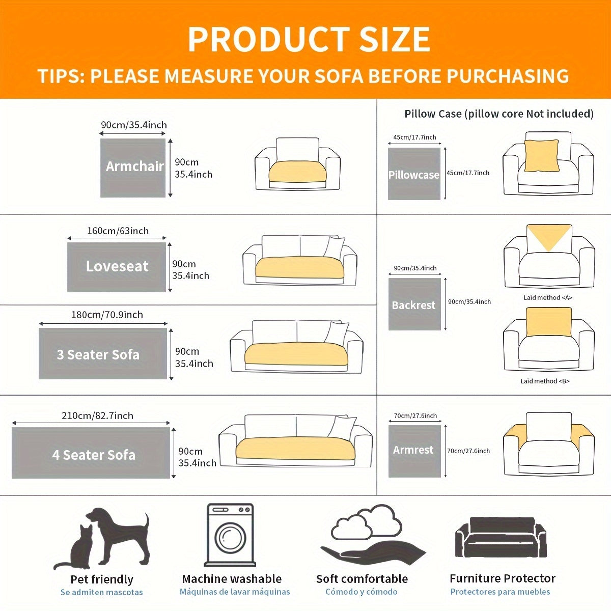Bohemian Fall Colors Linen Sofa Cover Pet-Friendly Washable