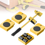 Heavy Duty Furniture Lifter with 4 Sliders for Easy Heavy Furniture Moving, Adjustable Height [Load Capacity: 600Lbs per Wheel] Red and Yellow