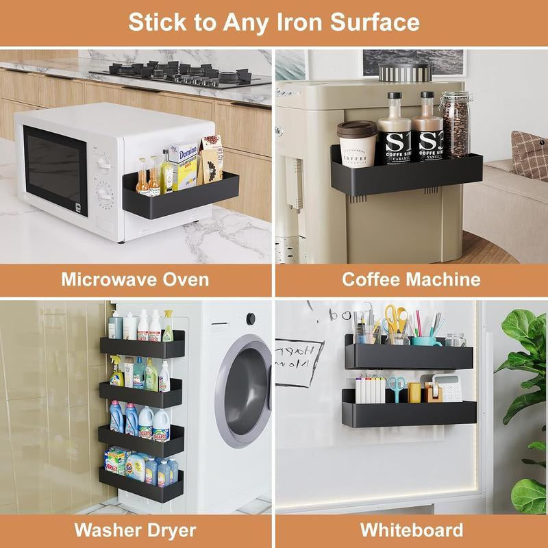 4-Pack Magnetic Spice Rack with Hooks & Paper Towel Holder | Organizer for Refrigerator, Microwave & Kitchen Gadgets | Home Organization & Christmas Decoration Gift
