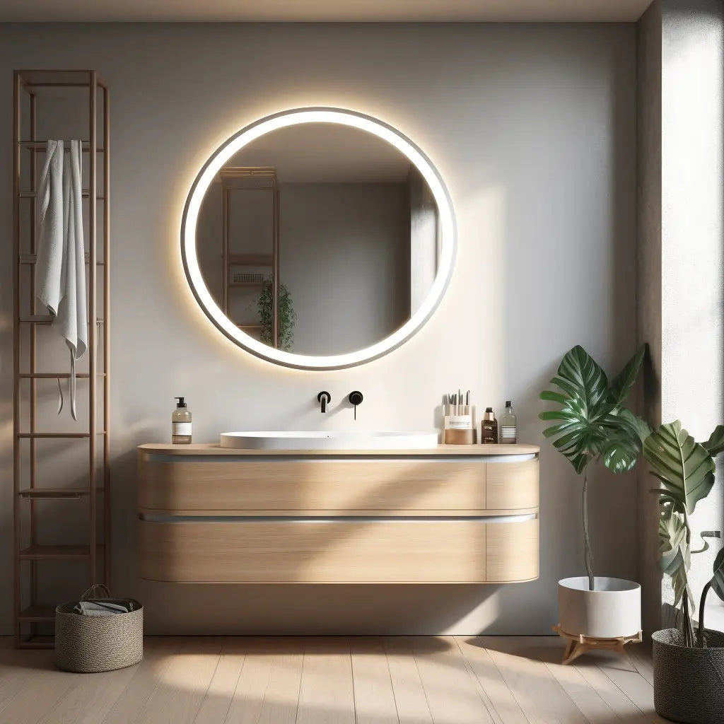 4 in 1 Blacklit Black Framed Round LED Bathroom Mirror Various Sizes