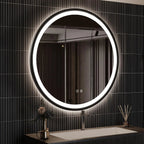 4 in 1 Blacklit Black Framed Round LED Bathroom Mirror Various Sizes