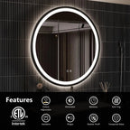 4 in 1 Blacklit Black Framed Round LED Bathroom Mirror Various Sizes