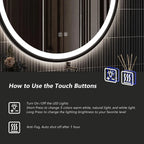 4 in 1 Blacklit Black Framed Round LED Bathroom Mirror Various Sizes