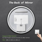 4 in 1 Blacklit Black Framed Round LED Bathroom Mirror Various Sizes
