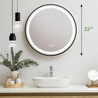 4 in 1 Blacklit Black Framed Round LED Bathroom Mirror Various Sizes