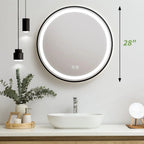 4 in 1 Blacklit Black Framed Round LED Bathroom Mirror Various Sizes