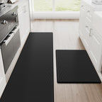 Kitchen Mats, 2PCS Kitchen Rugs, Cushioned anti Fatigue Kitchen Mats for Floor, Non-Slip Standing Desk Mat, Waterproof Kitchen Rug Set for Kitchen,20" X 32"+20" X 94.5"-Full 1Inch Thick,Black