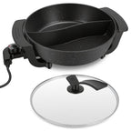 6L Electric Hot Pot with Divider 1100W Dual-Flavor Pot Shabu Shabu Pot Non-Stick with 5-Temp Control for Shabu Shabu Fondue Perfect for Family Gatheri