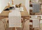 Fennco Styles Modern Diamond Woven Table Runner 14" W x 72" L - Ivory Geometric Fringe Table Mats for Dining Room, Banquets, Family Gatherings, and Holidays