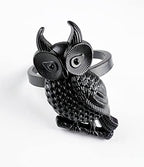 Fennco Styles Perched Owl Metal Napkin Rings, Set of 4 - Animal Napkin Holders for Home Décor, Dining Table, Banquets, Family Gathering and Special Occasions