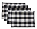Fennco Styles Buffalo Check Double Layers Reversible Placemats 14" W x 20" L, Set of 4 - Handmade in USA - Plaid Table Mats for Everyday Use, Banquet, Holiday, Family Gathering, Special Occasion