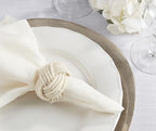 Fennco Styles Classic Braided Jute Napkin Rings, Set of 4 - Ivory Burlap Napkin Holders for Dining Table, Home, Banquets, Holidays, Family Gatherings and Special Events