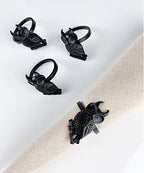 Fennco Styles Perched Owl Metal Napkin Rings, Set of 4 - Animal Napkin Holders for Home Décor, Dining Table, Banquets, Family Gathering and Special Occasions