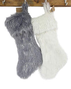 Fennco Styles Holiday Christmas Decorative Exquisite Faux Fur with Silver Metallic Thread Tree Skirt - 2 Colors