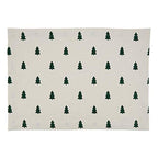 Fennco Styles Christmas Tree Cotton Table Runner 14" W x 72" L - Ivory Holiday Table Cover for Home Décor, Everyday Use, Banquet, Family Gathering and Special Occasion