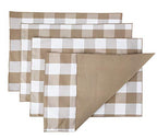Fennco Styles Buffalo Check Double Layers Reversible Placemats 14" W x 20" L, Set of 4 - Handmade in USA - Plaid Table Mats for Everyday Use, Banquet, Holiday, Family Gathering, Special Occasion