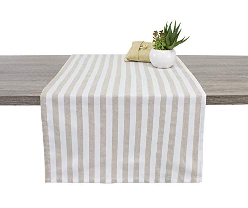 Fennco Styles Soft Striped 100% Pure Cotton Tablecloth - Pale Color Table Cover for Everyday Use, Banquets, Family Gathering, Special Events and Home Décor