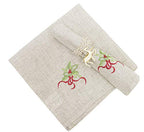 Fennco Styles Embroidered Holly Christmas Tree Double-Layer Holiday Tablecloth