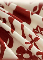 Fennco Styles Red Deer and Floral Pom Pom Christmas Tablecloth - Cotton Blend Festive Table Cover for Winter Holidays, Banquets, Family Gatherings and Special Occasions