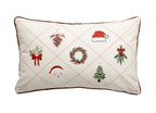 Fennco Styles Christmas Design Velvet Throw Pillow Cover 18" W x 18" L - White Festive Cushion Case for Home, Winter Holidays Décor, and Special Occasions