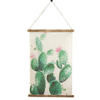 Fennco Styles Cactus Canvas Wall Hanging Art 100% Pure Linen Home Décor Wall Art for Apartments Restaurants Offices Living Room Bedroom Decorations, 19" W x 28" L
