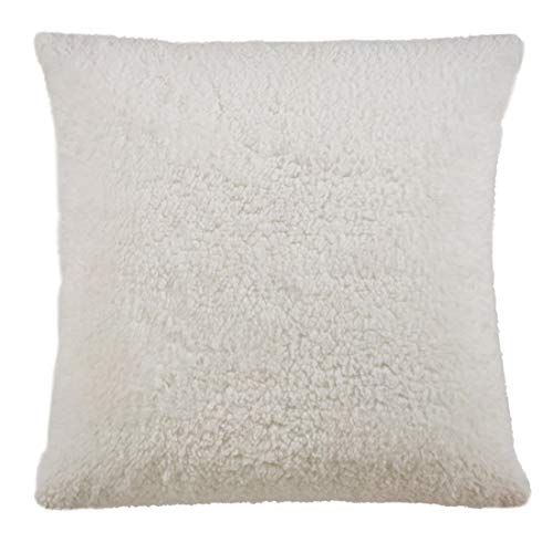 Fennco Styles Holiday Sherpa Design Decorative Throw Pillow 17 x 17 Inch - Red Accent Pillow for Home, Couch, Living Room and Christmas Décor