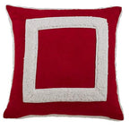 Fennco Styles Holiday Sherpa Design Decorative Throw Pillow 17 x 17 Inch - Red Accent Pillow for Home, Couch, Living Room and Christmas Décor