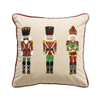 Fennco Styles Embroidered Sequin Nutcracker Velvet Filled Throw Pillow 18" W x 18" L - Green Festive Cushion for Home, Christmas, Winter Holidays Décor, and Special Occasions