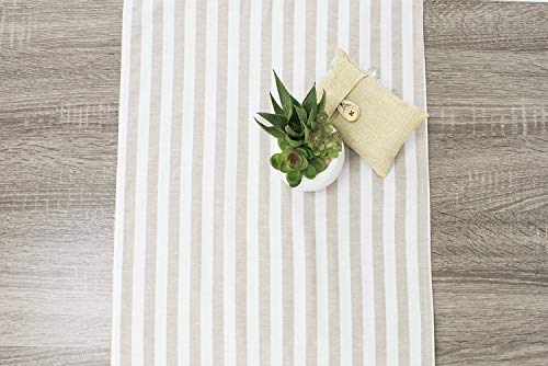 Fennco Styles Soft Striped 100% Pure Cotton Tablecloth - Pale Color Table Cover for Everyday Use, Banquets, Family Gathering, Special Events and Home Décor