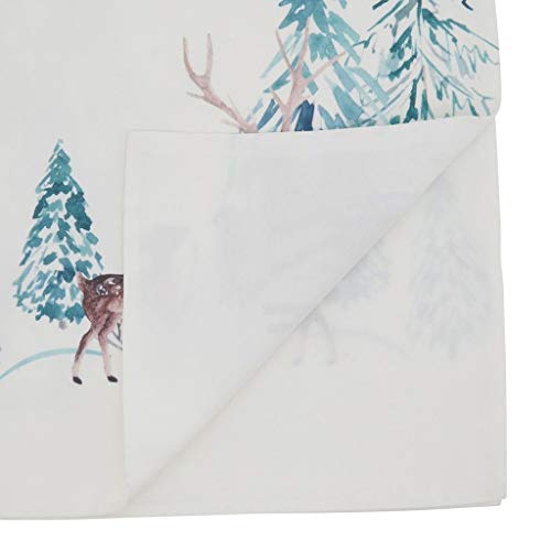 Fennco Styles Winter Reindeer Christmas Table Runner 16" W x 70" L - Multicolored Festive Table Cover for Home Décor, Dining Table, Banquet, Family Gathering, Holiday and Special Occasion