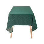 Fennco Styles Metallic Snowflake Holiday Design Jacquard Woven Tablecloth 60" W x 40" L - Green Christmas Table Cover for Home Décor, Winter Holidays, Dining Table, Banquets and Family Gathering