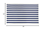 Fennco Styles Woven Classic Striped Area Rug 24" W x 51" L - Navy Blue Cotton Blend Carpet Indoor Outdoor Floor Mat for Living Room, Entryway, Bedroom and Floor Décor