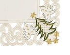 Fennco Styles Pandoro Collection Holiday Embroidered Christmas Tree Cutwork Border Table Linens – Ivory and Red Table Linens for Christmas Dinner, Family Gathering, Special Events and Home Décor