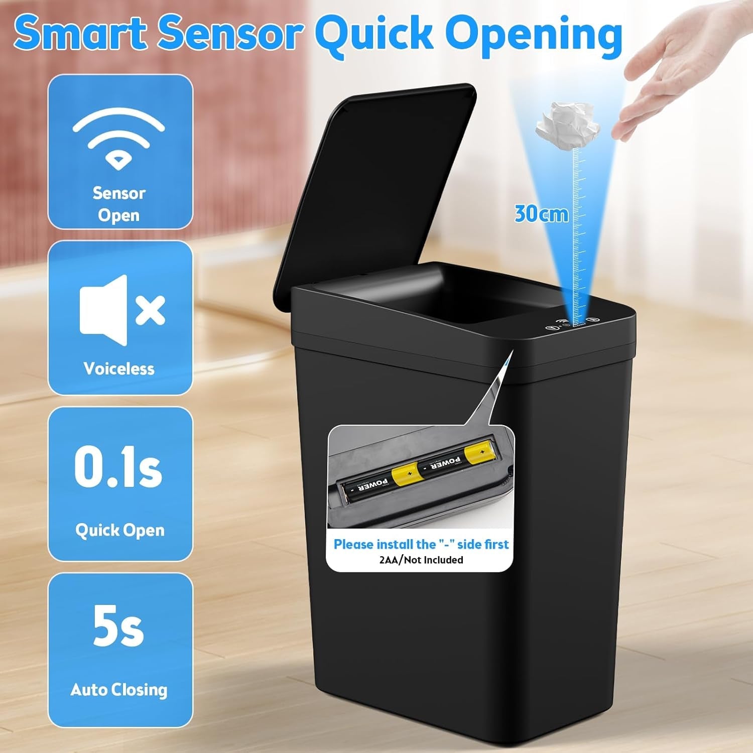 Automatic Touchless, Smart Garbage Can with Lid, 2 Pack 4 & 2.2 Gallon , Motion Sensor