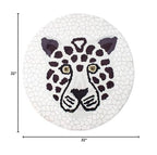 Fennco Styles Kids Cartoon White Panda Shag Area Rug 32" Round - Animal Design Soft Non-Slip Fleece Play Mat for Boys Girls Bedroom Décor, Kids Playroom, Living Room, Nursery Décor