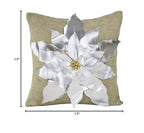 Fennco Styles Christmas Unique 3D Poinsettia Decorative Throw Pillow Cover 17 x 17 Inch - Holiday Flower Pillow for Everyday Use, Couch, Living Room and Bedroom Décor