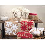 Fennco Styles Holiday Poinsettia Design 100% Jute Table Runner 16" W x 72" L - Red Floral Burlap Table Cover for Christmas, Dining Table, Banquets, Family Gatherings and Special Occasion