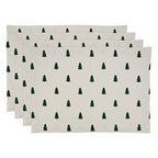 Fennco Styles Christmas Tree Cotton Table Runner 14" W x 72" L - Ivory Holiday Table Cover for Home Décor, Everyday Use, Banquet, Family Gathering and Special Occasion