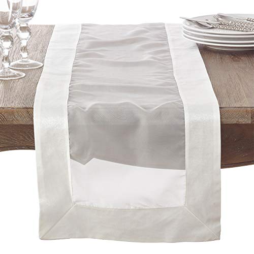 Fennco Styles Simple Collection Elegant Sheerness Satin Border Table Linens – 2 Colors Table Linens for Wedding, Formal Banquets, Special Events and Home Décor