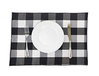 Fennco Styles Buffalo Check Double Layers Reversible Placemats 14" W x 20" L, Set of 4 - Handmade in USA - Plaid Table Mats for Everyday Use, Banquet, Holiday, Family Gathering, Special Occasion