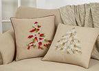Fennco Styles Beaded Christmas Tree 100% Cotton Decorative Throw Pillow Cover 18 x 18 Inch - Beads Pillow Case for Holiday Décor, Couch, Living Room and Bedroom Décor