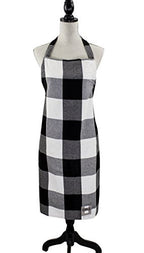 Fennco Styles Black Buffalo Check Plaid Design Cotton Kitchen Full Size Apron 24" W X 36" L
